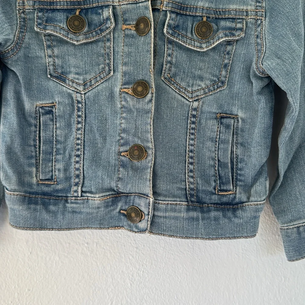 Carter’s girls blue embroidered heart button up stretch jean jacket size 2T